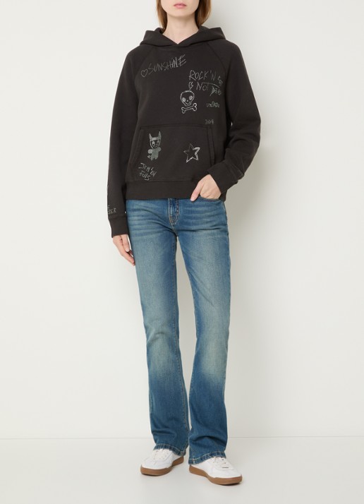 Zadig&Voltaire Georgy hoodie met strass - voorkant 2 donkergrijs