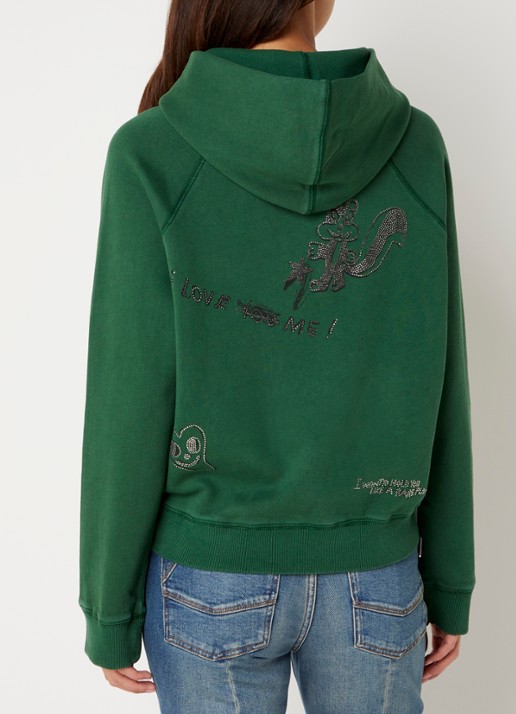 Zadig&Voltaire Georgy hoodie met strass - detail groen