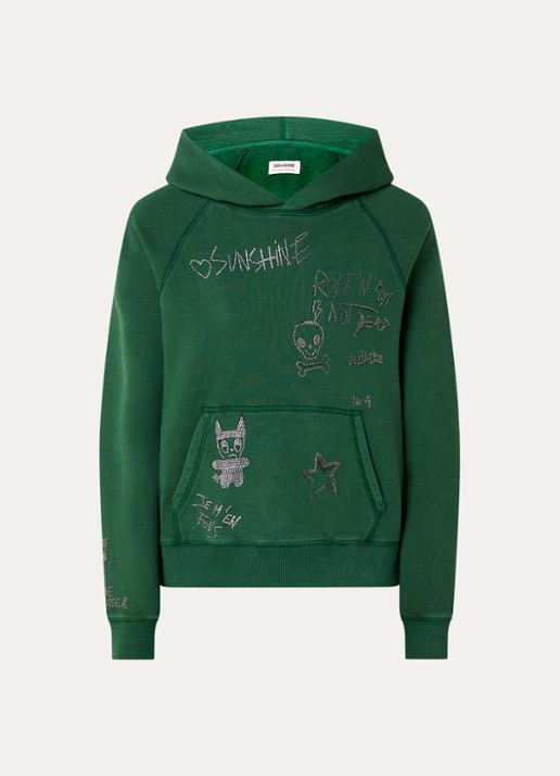 Zadig&Voltaire Georgy hoodie met strass - voorkant 3 groen