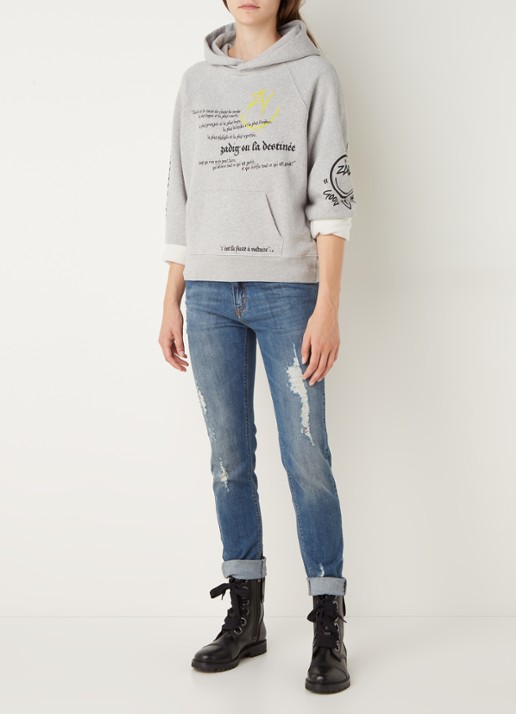 Zadig&Voltaire Georgy Mltcusto hoodie met front- en backprint - voorkant 3 grijs