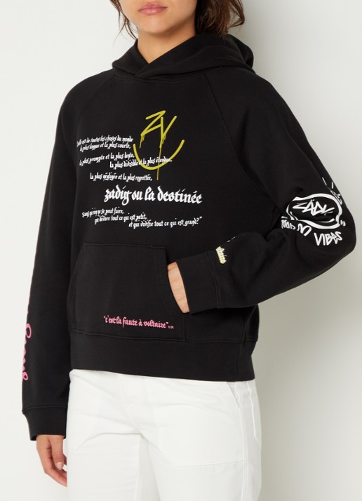 Zadig&Voltaire Georgy Mltcusto hoodie met front- en backprint - achterkant zwart