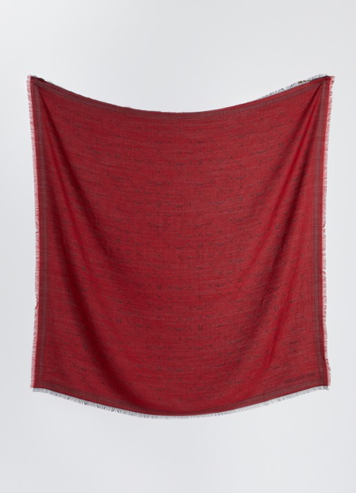 Zadig&Voltaire Glenn sjaal in wolblend met jacquard dessin 140 x 140 cm - detail donkerrood