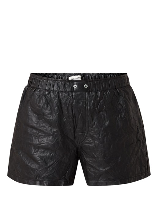 Zadig&Voltaire High waist shorts van lamsleer met elastische tailleband - voorkant 2 zwart