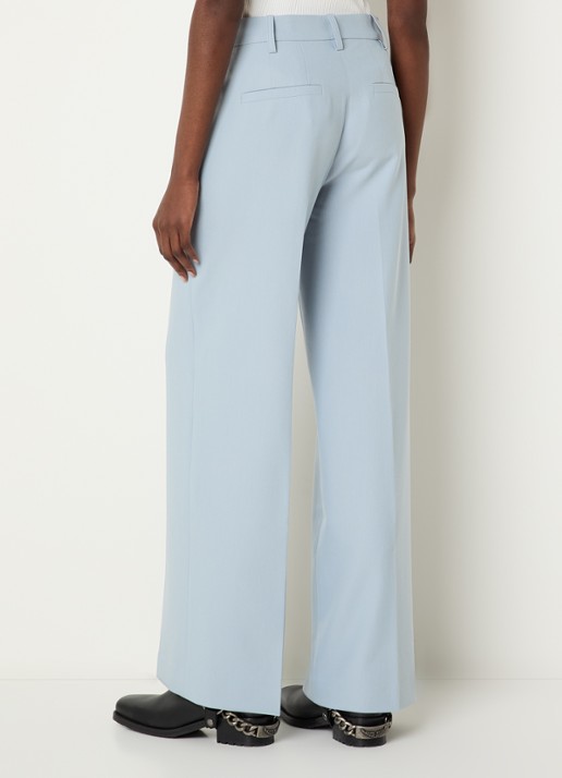 Zadig&Voltaire High waist wide fit pantalon met steekzakken - achterkant 4 lichtblauw