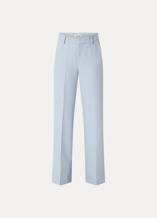 Zadig&Voltaire High waist wide fit pantalon met steekzakken - voorkant lichtblauw