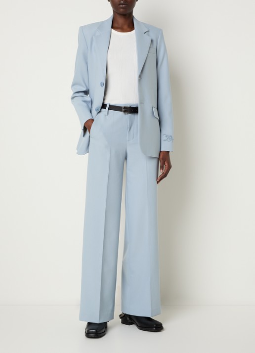 Zadig&Voltaire High waist wide fit pantalon met steekzakken - voorkant 2 lichtblauw