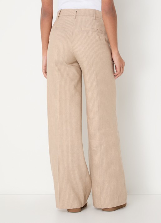 Zadig&Voltaire High waist wide fit pantalon met streepprint en lurex - achterkant beige