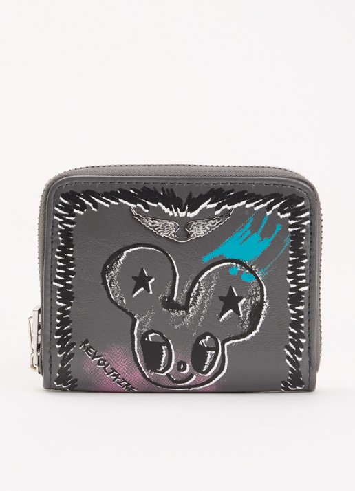 Zadig&Voltaire Humbert Mini portemonnee van leer  - voorkant 2 donkergrijs