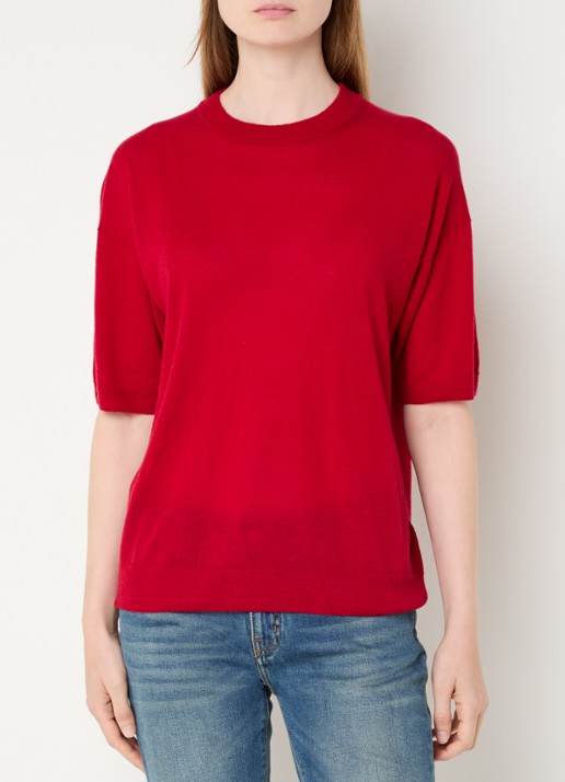 Zadig&Voltaire Idaz fijngebreid T-shirt van kasjmier met backprint en strass - achterkant rood