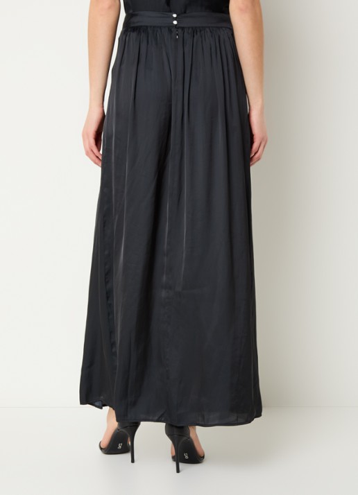 Zadig&Voltaire Jady maxi rok van satijn met steekzakken en zijsplit - achterkant zwart