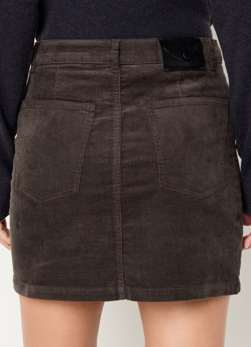 Zadig&Voltaire Jaimy minirok van corduroy - achterkant donkerbruin