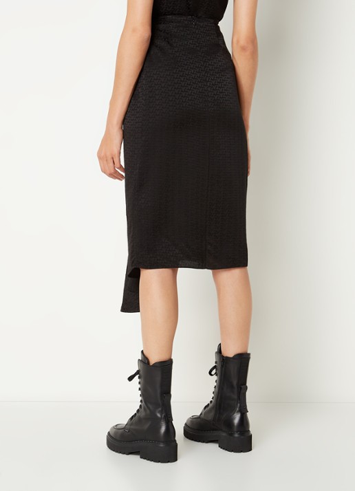 Zadig&Voltaire Janais midirok van zijde met asymmetrische zoom en print - achterkant 4 zwart