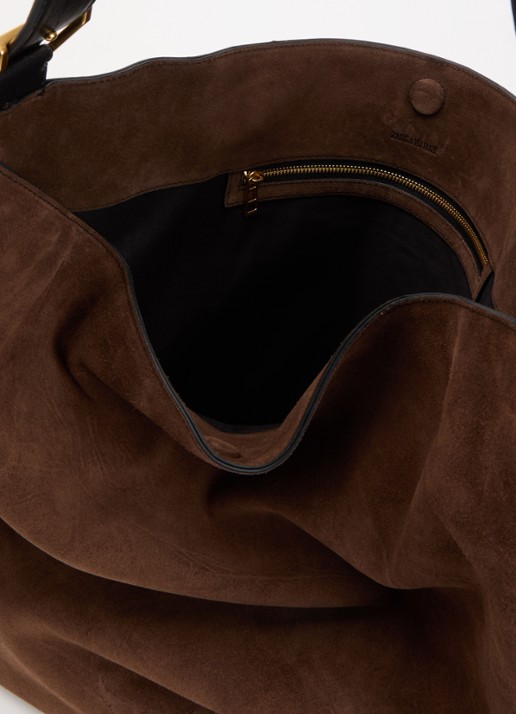 Zadig&Voltaire Jane Hobo shopper van suède met afneembare schouderriem - detail 2 bruin