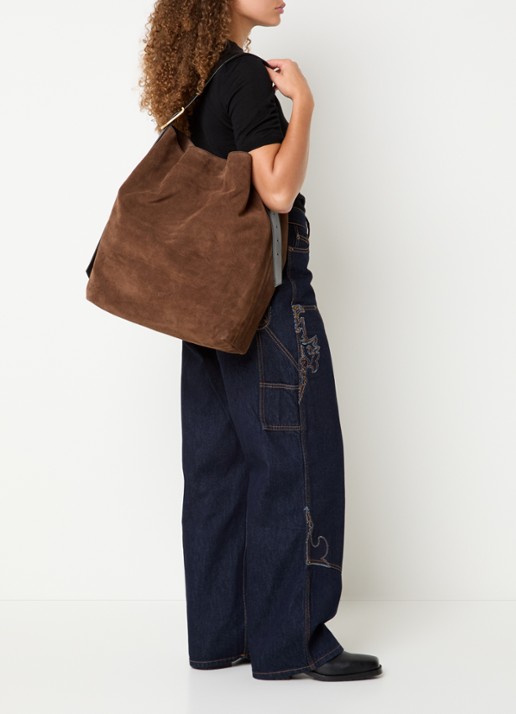 Zadig&Voltaire Jane Hobo shopper van suède met afneembare schouderriem - voorkant 6 bruin