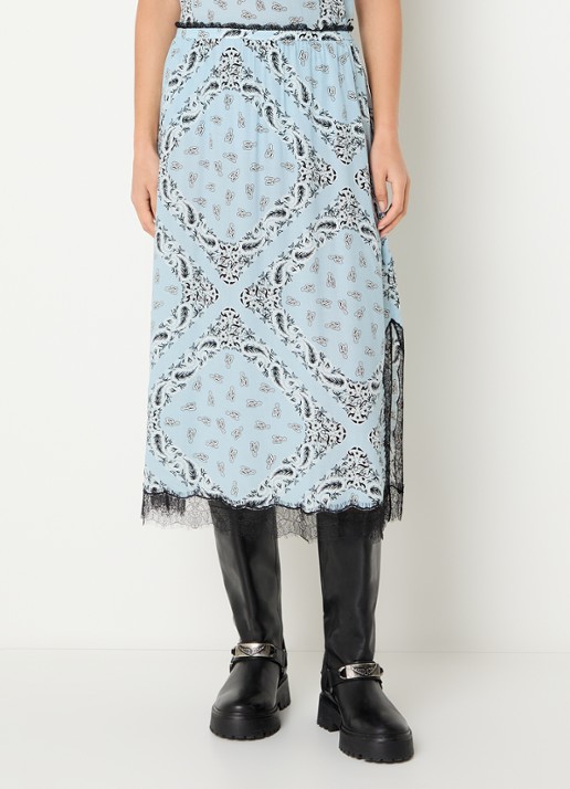 Zadig&Voltaire Jarvis midi rok met paisley dessin en split
