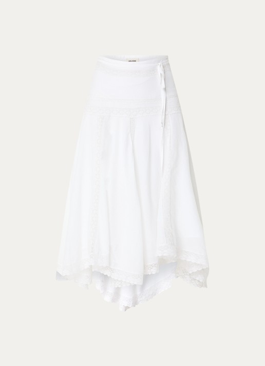 Zadig&Voltaire Jetro midi rok met broderie - voorkant 3 wit