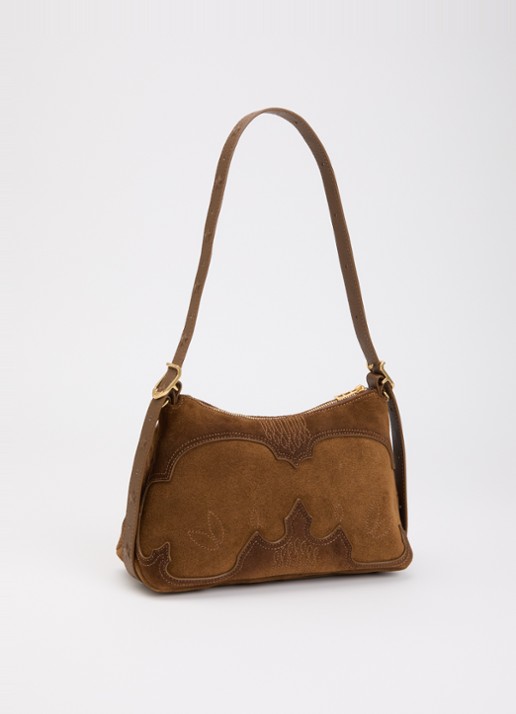 Zadig&Voltaire Jim Mini crossbodytas van suède met afneembare schouderriem - achterkant cognac