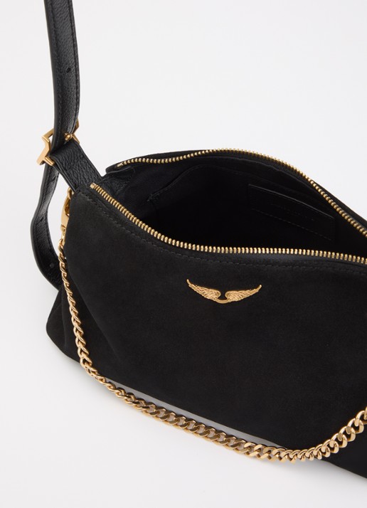 Zadig&Voltaire Jim schoudertas van suède met verstelbare schouderriem - detail 3 zwart
