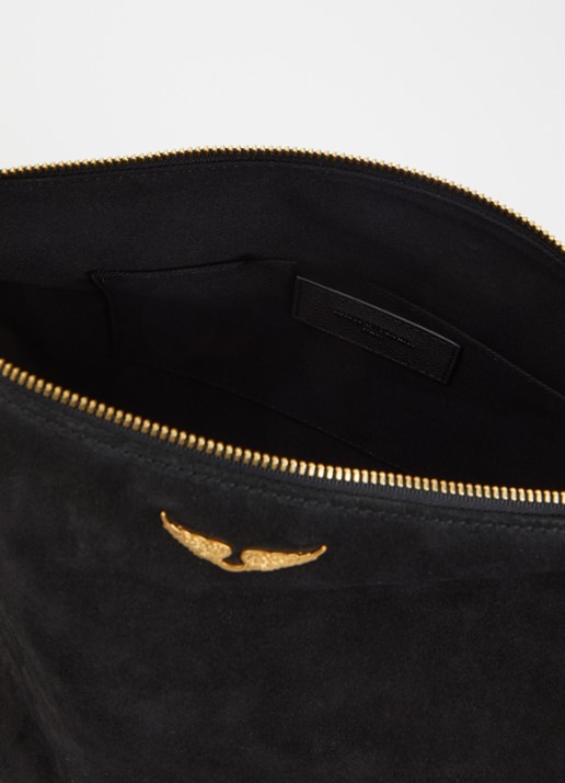 Zadig&Voltaire Jim schoudertas van suède - detail zwart