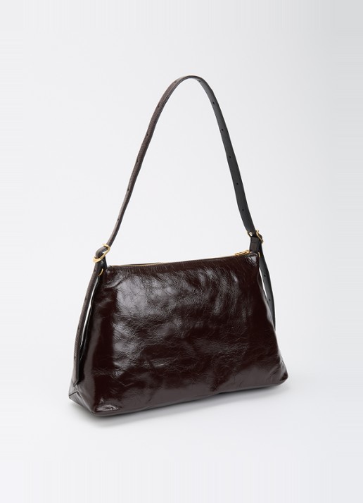 Zadig&Voltaire Jim Vintage Patent schoudertas van leer met afneembare schouderriem - achterkant aubergine