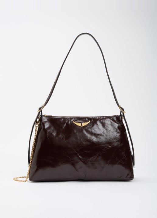 Zadig&Voltaire Jim Vintage Patent schoudertas van leer met afneembare schouderriem