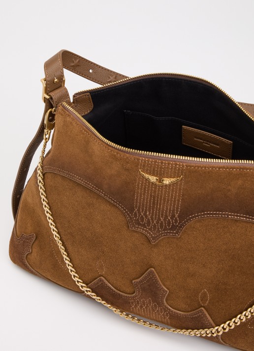 Zadig&Voltaire Jim Western crossbodytas van suède met verstelbare schouderriem - detail 2 cognac
