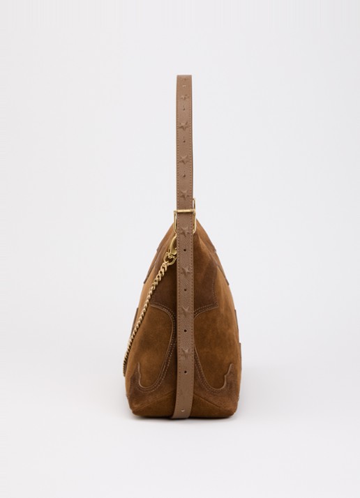 Zadig&Voltaire Jim Western crossbodytas van suède met verstelbare schouderriem - detail 3 cognac
