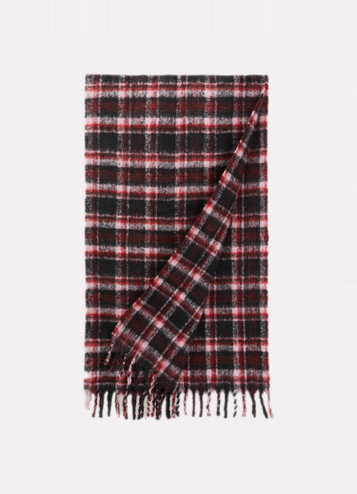 Zadig&Voltaire Joan Tartan sjaal in wolblend 190 x 56 cm  - detail rood