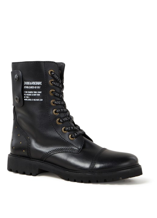 Zadig&Voltaire Joe Stars biker boot van leer - voorkant 4 zwart