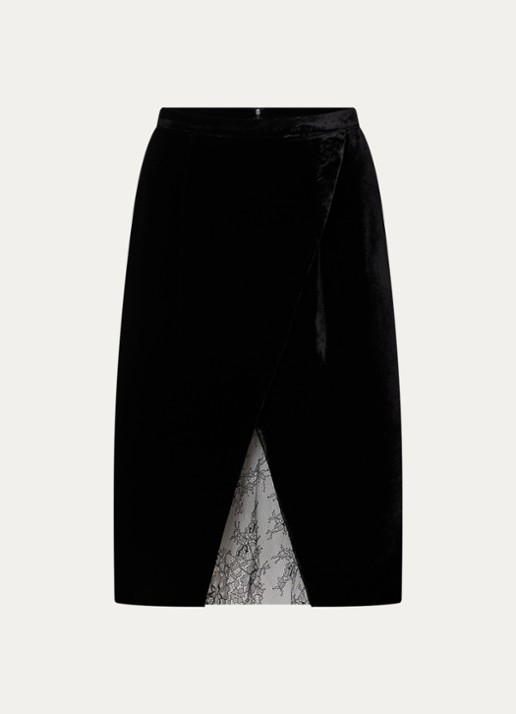 Zadig&Voltaire Julen minirok van fluweel met details van kant - voorkant zwart