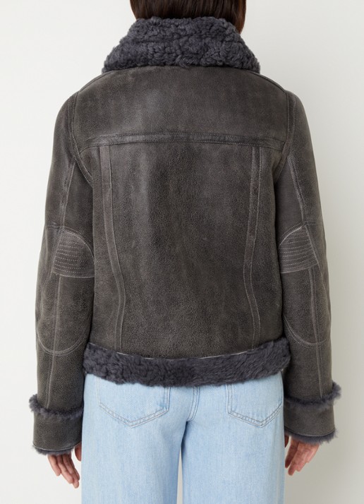 Zadig&Voltaire Kady lammy coat van lamsleer - achterkant antraciet