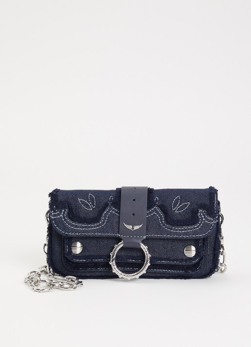 Zadig&Voltaire Kate clutch van denim met afneembare schouderriem