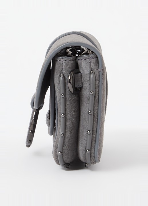 Zadig&Voltaire Kate clutch van kalfssuède met afneembare schouderriem - detail 6 grijs