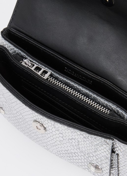 Zadig&Voltaire Kate crossbodytas van kalfsleer met slangenstructuur - detail 5 zilver