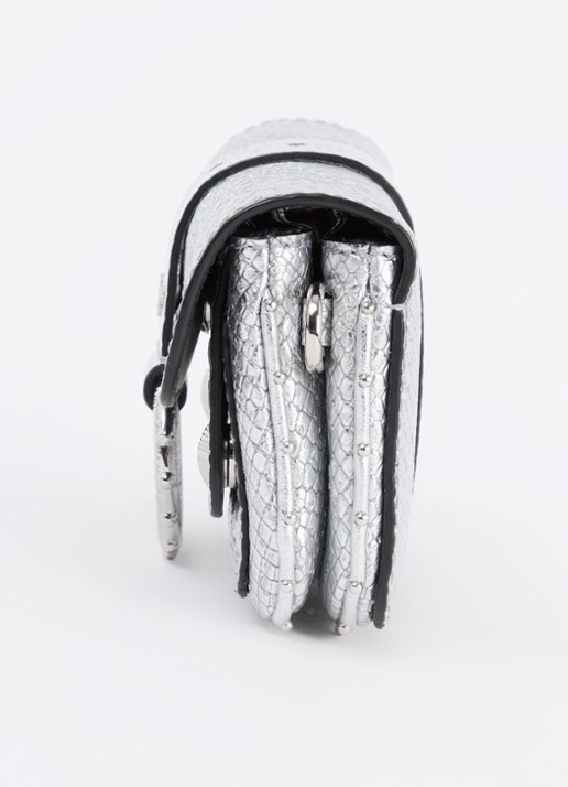 Zadig&Voltaire Kate crossbodytas van kalfsleer met slangenstructuur - detail 6 zilver