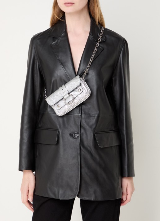 Zadig&Voltaire Kate crossbodytas van kalfsleer met slangenstructuur - voorkant 3 zilver