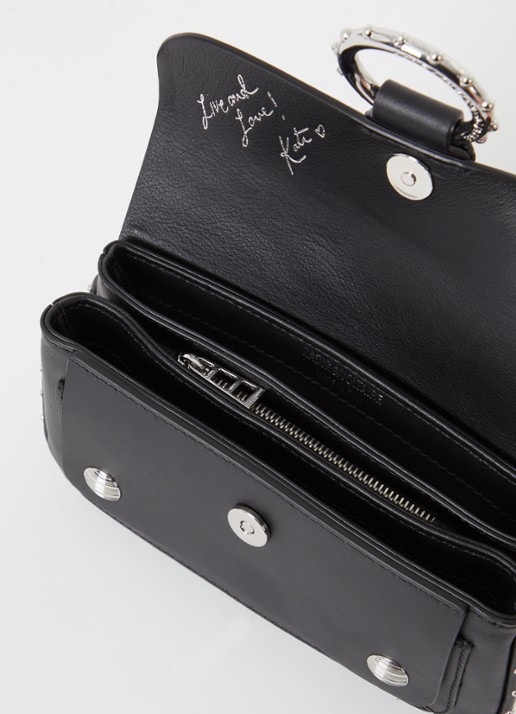 Zadig&Voltaire Kate Wallet clutch van kalfsleer met afneembare schouderriem - detail zwart