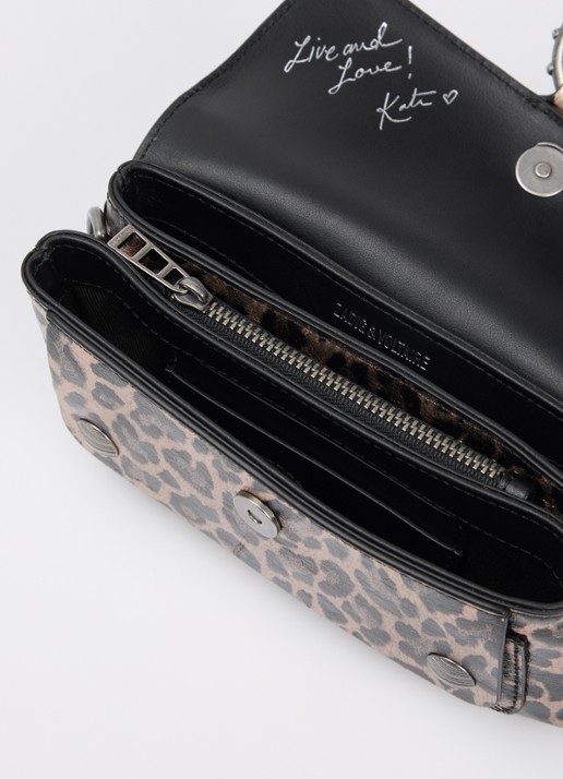 Zadig&Voltaire Kate Wallet clutch van leer met panterprint en metallic finish - detail 2 bruin
