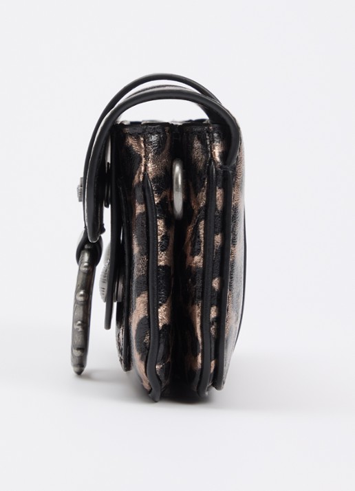 Zadig&Voltaire Kate Wallet clutch van leer met panterprint en metallic finish - detail 3 bruin