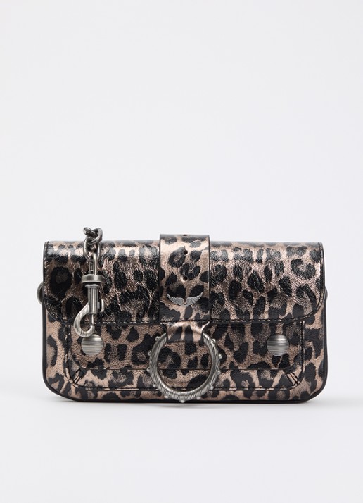 Zadig&Voltaire Kate Wallet clutch van leer met panterprint en metallic finish