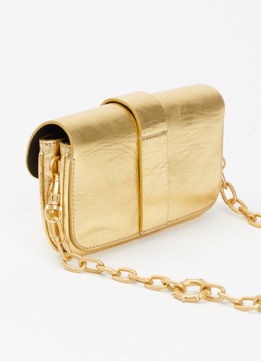 Zadig&Voltaire Kate Wallet Vintage Metal handtas van leer met afneembare schouderriem  - achterkant 5 goud