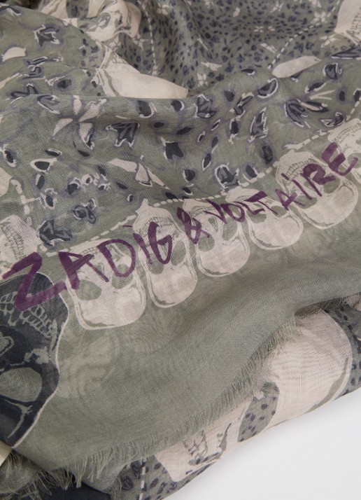 Zadig&Voltaire Kerry Garden sjaal met print 135 x 135 cm - detail 3 olijfgroen