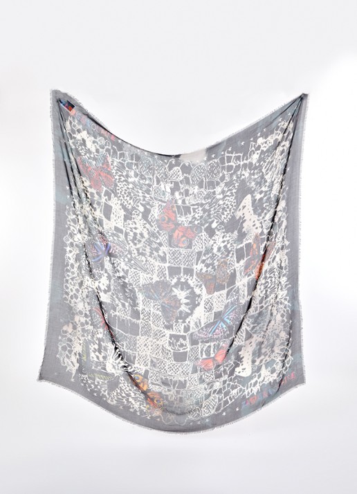 Zadig&Voltaire Kerry sjaal met print 134 x 134 cm - detail 2 donkerblauw