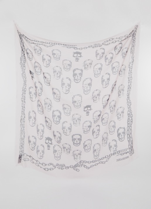 Zadig&Voltaire Kerry sjaal met print en franjes 135 x 135 cm - detail oudroze