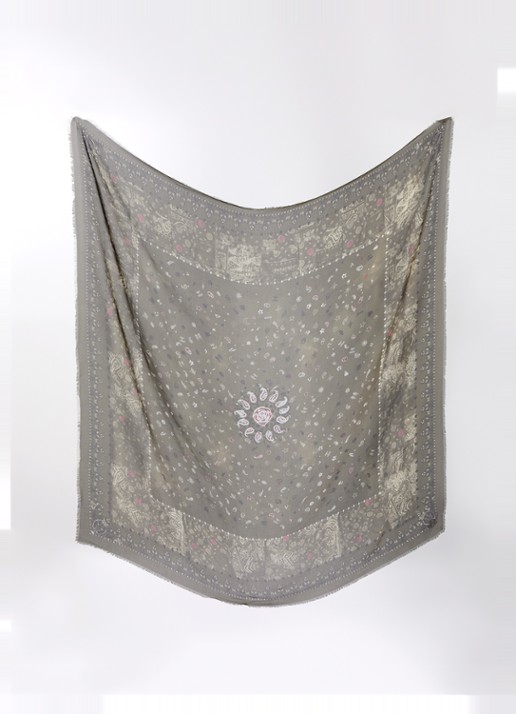Zadig&Voltaire Kerry Vintage sjaal met print 135 x 135 cm - detail 2 bronsgroen