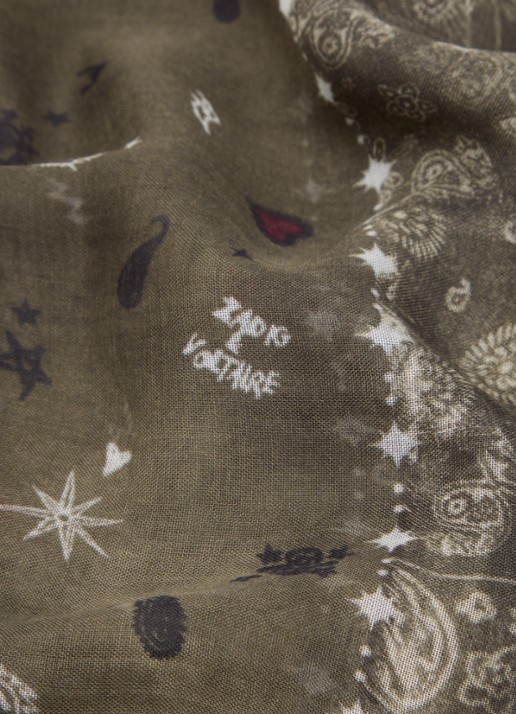 Zadig&Voltaire Kerry Vintage sjaal met print 135 x 135 cm - detail 3 bronsgroen