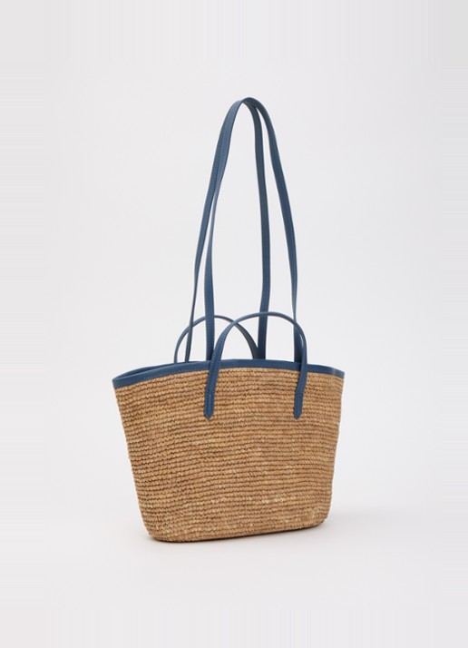 Zadig&Voltaire Le mini wings van raffia met leren details - achterkant 5 blauw