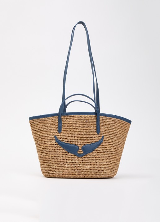 Zadig&Voltaire Le mini wings van raffia met leren details