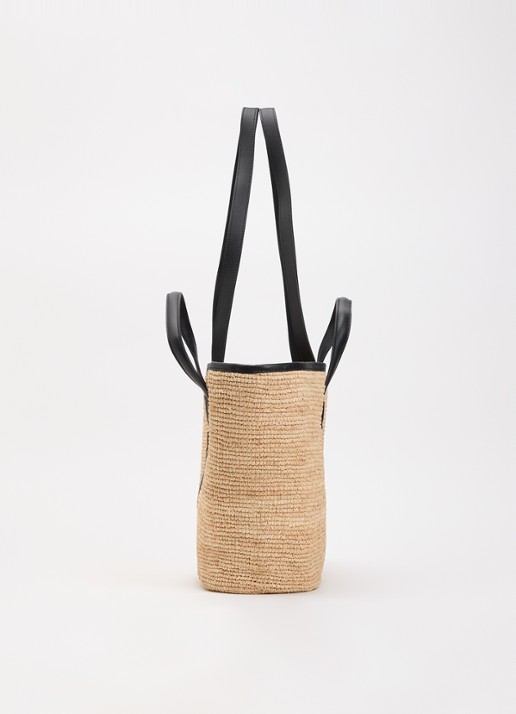 Zadig&Voltaire Le wings panier schoudertas van raffia met logo  - detail 4 zwart