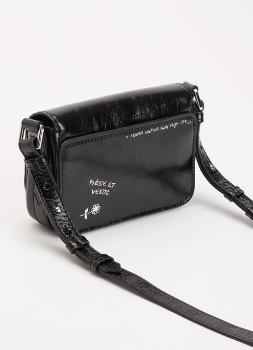 Zadig&Voltaire Le Zazi Vintage Graffiti crossbodytas van leer  - achterkant 6 zwart